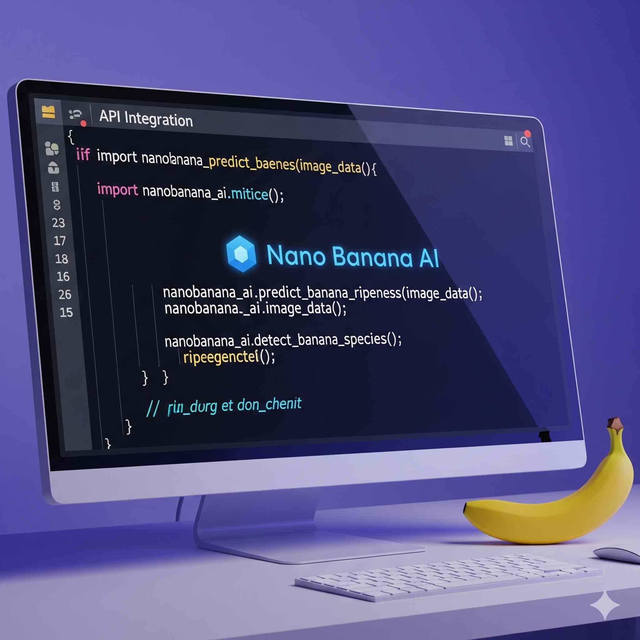 Code snippet showing Nano Banana AI API integration for developers.